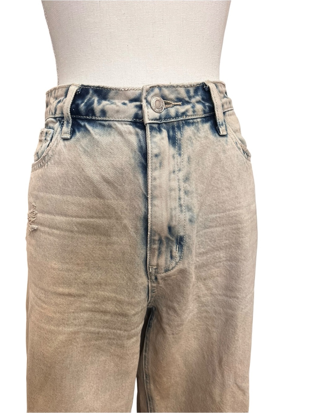 VERVET Los Angeles Size 29 Distressed Wide Leg Jeans Acid Wash Raw Hem High Rise - Picture 5 of 10